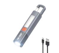 Smiling Shark Linterna Potente Recargable, G1 Linternas LED Alta Potencia Pilas con Luz Lateral & 3 Modos & Impermeable Zoom Mini Linterna Pequeña Bolsillo con Gancho para Senderismo/Emergencia, Gris