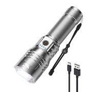 Smiling Shark Linterna, Ultra-Bright LED Flashlight con 8000 lúmenes SD-70089 para Ciclismo Camping Linternas Tácticas Militares Recargable con Zoom Impermeable, Linterna-LED-Flashlight-Alta-Potencia