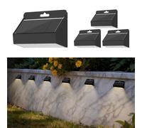 Smiling Shark Luces Solares LED Exterior, Aplique Solar Exterior IP65 Impermeable Lámpara Solar de Pared para Jardín Valla Jardín Escaleras Patio Terraza, Blanco Cálido (4 Piezas)