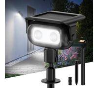 Smiling Shark Luces Solares LED Exterior, Focos Solares Exterior Jardin Regulable con Sensor Movimiento 4 Modos & 2 Montaje IP65 Lámparas Solares para Jardín Patio Césped Caminos, Blanco Frío 1