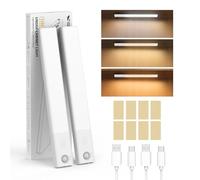 Smiling Shark Luz de Armario, HM-01Luces LED Sensor Movimiento Cocina Magnético 3 Temperaturas de Color 1200mAh Recargable Lampara sin Cables Bajo Mueble Interior Armarios para Mueble Cocina (2 Pack)