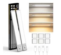 Smiling Shark Luz LED con Sensor de Movimiento, HM-02 30 cm Luz de Armario Magnetica 2000 mAh Recargable Ultrafino & Fácil Instalación & 3 Colores LED Adhesiva Cocina Sótano Garaje Gabinete (2 PACK)