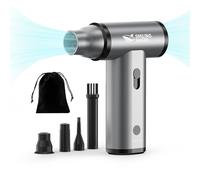 Smiling Shark Soplador de Polvo Eléctrico, J01 Motor Sin Escobillas de Aluminio 130000RPM Aire Comprimido Limpieza PC Sin Escalas de Velocidad Recargable e Inalámbrico para Teclado/Coche/Sofá, Gris