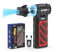 Smiling Shark Soplador de Polvo Eléctrico, JF-02 110000RPM Velocidad Sin Escala Aire Comprimido Limpieza con Cortadora de Emergencia y Martillo- Batería 8000mAh para Patio/PC/Coche/Camping, Negro