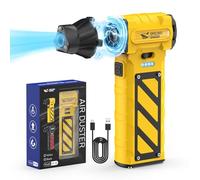 Smiling Shark Soplador de Polvo Eléctrico, JF-02 110000RPM Velocidad Sin Escala Aire Comprimido Limpieza con Cortadora de Emergencia y Martillo- Batería 8000mAh para Patio/PC/Coche/Camping, Amarillo