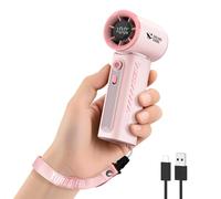 Smiling Shark TF-02 Ventilador Turbo Portátil, Turbo 1-100 Velocidades Mini Ventilador Portátil de Mano [12H Max] con Pantalla LED y Cordón/Base, Mano/Escritorio 2 en 1 para Uso Interior y Exterior