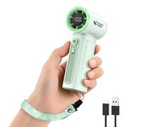 Smiling Shark TF-02 Ventilador Turbo Portátil, Turbo 1-100 Velocidades Mini Ventilador Portátil de Mano [12H Max] con Pantalla LED y Cordón/Base, Mano/Escritorio 2 en 1 para Uso Interior y Exterior