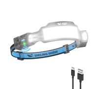 Smiling Shark TS-6 Lámpara Frontal, Linterna Cabaza LED Recargable 2400mAh con Doble Foco Ajustable&Inclinable Sensor de Movimiento Diseño Manos Libres para Camping Jogging Senderismo Correr (1)