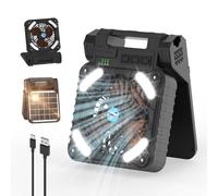 Smiling Shark Ventilador de Camping con LED, 12000mAh Batería Recargable 90° Plegable Solar Ventilador de acampar con luz 4 Velocidades & Power Bank Portátil Camping Fan with Light para Pescar Viajar