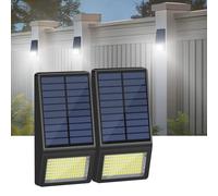 Smiling Shark WL-04 Luz Solar Exterior,199 LED Foco Solar Exterior con Sensor de Movimiento 160° Iluminación Impermeable Lámpara de Pared Solar para Jardín Garaje Camino, Blanco Frío (2)