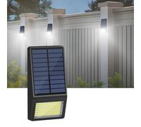Smiling Shark WL-04 Luz Solar Exterior,199 LED Foco Solar Exterior con Sensor de Movimiento 160° Iluminación Impermeable Lámpara de Pared Solar para Jardín Garaje Camino, Blanco Frío