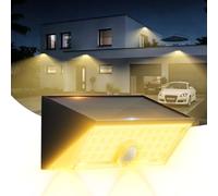 Smiling Shark WL-06L Luces Solares Exterior Sensor Movimiento, Aplique Solar Exterior Pared Doble Uso 4 Modos IP65 Impermeable LED Lámparas Solares Blanca Cálida para Jardín Valla Patio