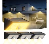 Smiling Shark WL-06L Luces Solares Exterior Sensor Movimiento, Aplique Solar Exterior Pared Doble Uso 4 Modos IP65 Impermeable LED Lámparas Solares Blanca Cálida para Jardín Valla Patio, 4 Piezas