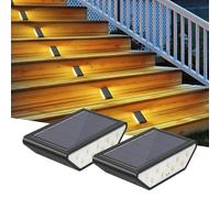 Smilng Shark Luces Solares Exterior, 2 Piezas Luz de Escalera LED para Exterior Blanca Cálida Iluminación de Doble Lado IP65 Impermeable Lamparas Solares para Jardín Camino Patio Terraza