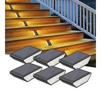 Smilng Shark Luces Solares Exterior, 6 Piezas Luz de Escalera LED para Exterior Blanca Cálida Iluminación de Doble Lado IP65 Impermeable Lamparas Solares para Jardín Camino Patio Terraza