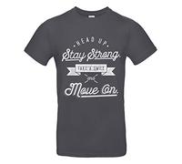 smilo & bron Camiseta unisex de algodón 100% con estampado falso a sonrisa y move on, gris oscuro, S