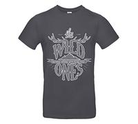 smilo & bron Camiseta unisex de algodón 100% con estampado "The Wild Ones", gris oscuro, XL