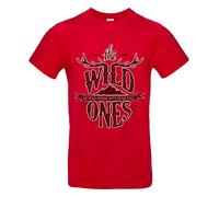 smilo & bron Camiseta unisex de algodón 100% con estampado "The Wild Ones", rojo, 3XL