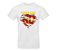 smilo & bron Camiseta unisex para hombre de 100% algodón, estampado con el texto "Super Dad", Blanco, S