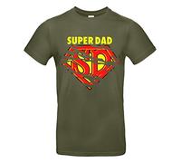smilo & bron Camiseta unisex para hombre de 100% algodón, estampado con el texto "Super Dad", Color caqui., S