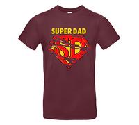 smilo & bron Camiseta unisex para hombre de 100% algodón, estampado con el texto "Super Dad", granate, S