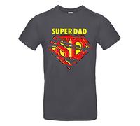smilo & bron Camiseta unisex para hombre de 100% algodón, estampado con el texto "Super Dad", gris oscuro, S