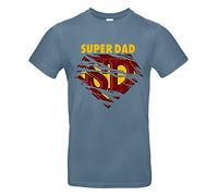 smilo & bron Camiseta unisex para hombre de 100% algodón, estampado con el texto "Super Dad", Piedra Azul, S