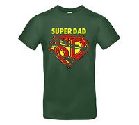smilo & bron Camiseta unisex para hombre de 100% algodón, estampado con el texto "Super Dad", Verde botella., S