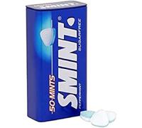 Smint s, sin aliento, mentas sin azúcar, con edulcorantes. Saborizado (fresa o menta), 50 mentas por lata, paquete de 12 (perrita)
