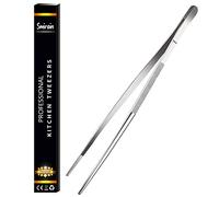 Smirain Pinzas de cocina de acero de 16-40 cm, pinza de chef profesionales de alta precisión, barbacoa, bistecca, hamburger, pasta, Dessert, decoración, extracción, cocina al horno (multiusos, 30 cm)