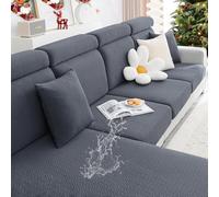 smiry Fundas de cojín Impermeables para sofá, Fundas de cojín de Jacquard elástico, Fundas de Asiento Reversibles y Lavables, Protector elástico de Muebles para Mascotas y niños (3 Piezas, Gris)