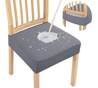 smiry Juego de 4 fundas de asiento impermeables para sillas de comedor, jacquard, elásticas, extraíbles y lavables, sin fundas traseras, color gris