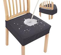 smiry Juego de 4 Fundas de Asiento Impermeables para sillas de Comedor, Jacquard, elásticas, extraíbles y Lavables, sin Fundas traseras, Color Gris Oscuro