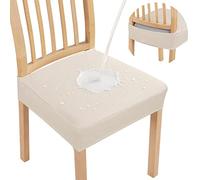 smiry Juego de 4 Fundas de Asiento Impermeables para sillas de Comedor, Jacquard, elásticas, extraíbles y Lavables, sin Fundas traseras, Color Beige