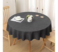 smiry Mantel de lino rectangular y redondo de 140 cm, mantel de mesa fácil de limpiar, resistente al agua, para cocina, decoraciones de fiesta - Gris oscuro