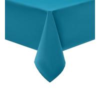 smiry Mantel lavable rectangular 130 x 160 cm, mantel de poliéster impermeable, efecto loto, resistente a la suciedad, lavable, para fiestas, cocina, Navidad, azul turquesa
