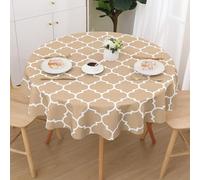 smiry Mantel lavable redondo, 140 cm, poliéster, impermeable, efecto loto, marroquí, resistente a la suciedad, lavable, para exterior, fiesta, cocina, caqui