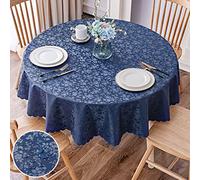 Smiry Mantel Redondo de Vinilo Impermeable, Resistente, Lavable, para Cocina y Comedor (Azul Marino, 70 Pulgadas)