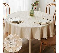 smiry Mantel Redondo de Vinilo Impermeable, Resistente, Lavable, para Cocina y Comedor (Color Beige, 60 Pulgadas)