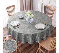 smiry Mantel Redondo, Mantel de Vinilo Resistente al Agua, Lavable, para Cocina y Comedor (Color Gris, 60 x 60 Pulgadas)