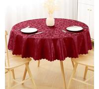 smiry Mantel Redondo, Mantel de Vinilo Resistente al Agua, Lavable, para Cocina y Comedor (Rojo, 60 x 60 Pulgadas)