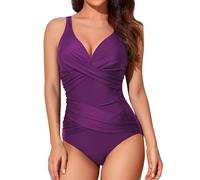 Smismivo Traje de Baño de Una Pieza para Mujer Halter Push Up Bañadores Mujer Natacion Vintage Retro Slim Elegante Bañador Control del Vientre Bañador, Negro, Large