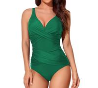 Smismivo Traje de Baño de Una Pieza para Mujer Halter Push Up Bañadores Mujer Natacion Vintage Retro Slim Elegante Bañador Control del Vientre Bañador Vino Tinto