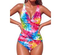 Smismivo Traje de Baño de Una Pieza para Mujer Halter Push Up Bañadores Mujer Natacion Vintage Retro Slim Elegante Bañador Control del Vientre Bañador Verde Oliva