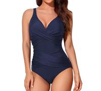 Smismivo Traje de Baño de Una Pieza para Mujer Halter Push Up Bañadores Mujer Natacion Vintage Retro Slim Elegante Bañador Control del Vientre Bañador Vino Tinto
