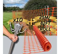 Smith & Barker Valla Temporal 25 m x 1 m - Malla de Seguridad Naranja 130 g/m² con 10 Postes Metálicos Galvanizados - Valla de Obra, Valla de Señalización