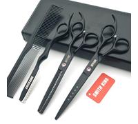 Smith King - Juego de tijeras para cortar el pelo (17 cm, con navaja), color negro…