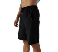 Smith & Solo Pantalones Cortos Hombre Algodón - Cómodo Pantalones Cortos Hombre Deporte con Cordón Ajustable en la Cintura y Bolsillos con Cremallera para Fitness y Correr, 7316-Negro XXL