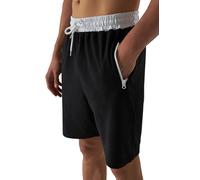 Smith & Solo Pantalones Cortos Hombre Algodón - Cómodo Pantalones Cortos Hombre Deporte con Cordón Ajustable en la Cintura y Bolsillos con Cremallera para Fitness y Correr, 7316 -Negro/Blanco S