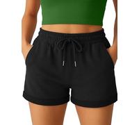 Smith & Solo Pantalones Cortos Mujer de Algodón, Pantalon Corto Deporte, Pantalones Cortos de Verano, Short Deportivo para Fitness, Correr, Yoga (Negro, M)